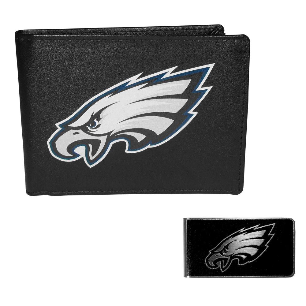 Philadelphia Eagles Leather Bi-fold Wallet & Black Money Clip - Philadelphia Eagles - Flyclothing LLC