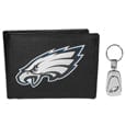 Philadelphia Eagles Leather Bi-fold Wallet & Steel Key Chain