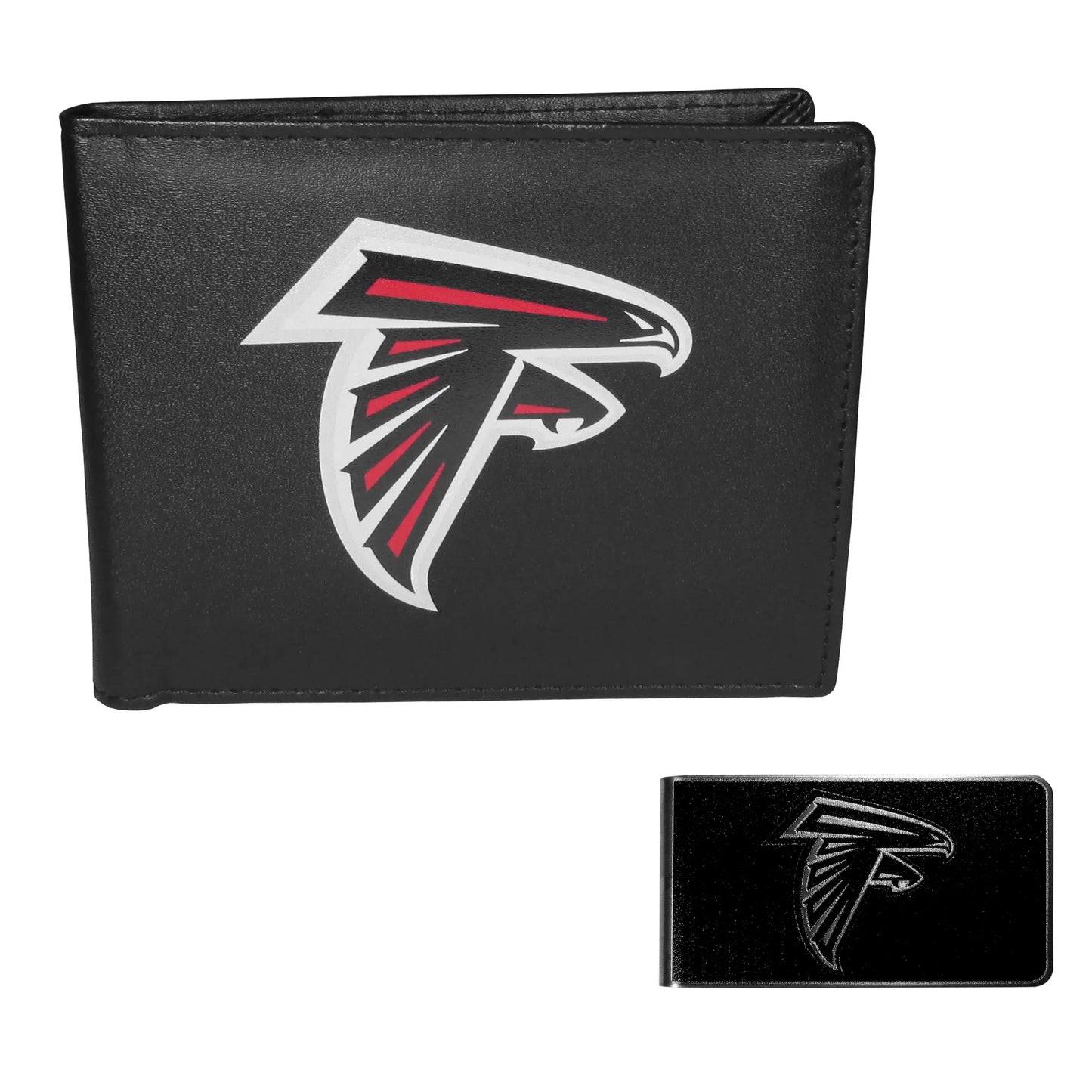 Atlanta Falcons Leather Bi-fold Wallet & Black Money Clip - Atlanta Falcons - Flyclothing LLC