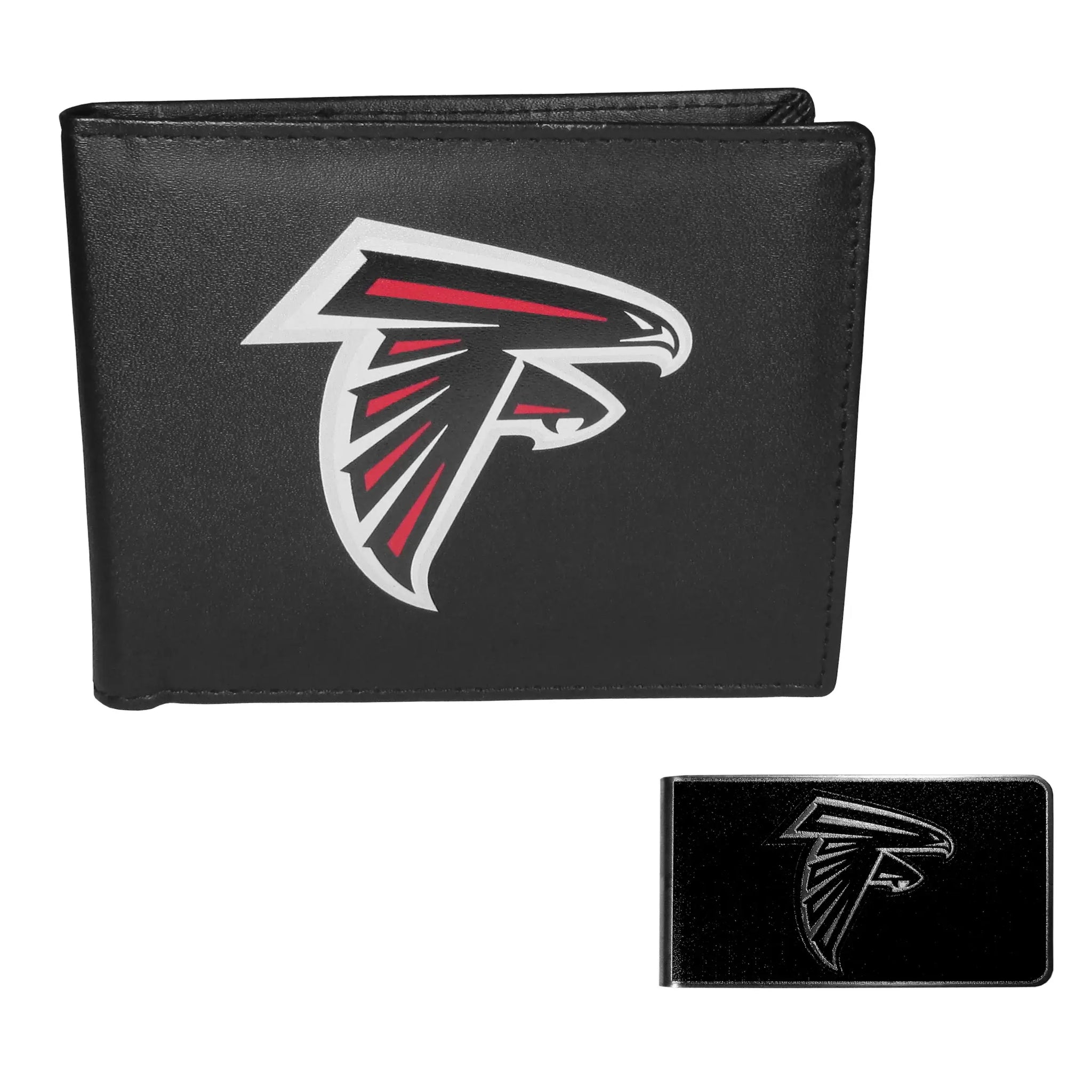 Atlanta Falcons Leather Bi-fold Wallet & Black Money Clip - Atlanta Falcons - Flyclothing LLC