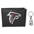 Atlanta Falcons Leather Bi-fold Wallet & Steel Key Chain