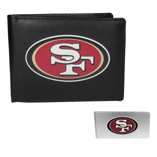 San Francisco 49ers Leather Bi-fold Wallet & Money Clip - San Francisco 49ers - Flyclothing LLC