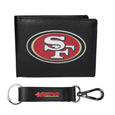 San Francisco 49ers Leather Bi-fold Wallet & Strap Key Chain