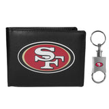 San Francisco 49ers Leather Bi-fold Wallet & Valet Key Chain - San Francisco 49ers - Flyclothing LLC