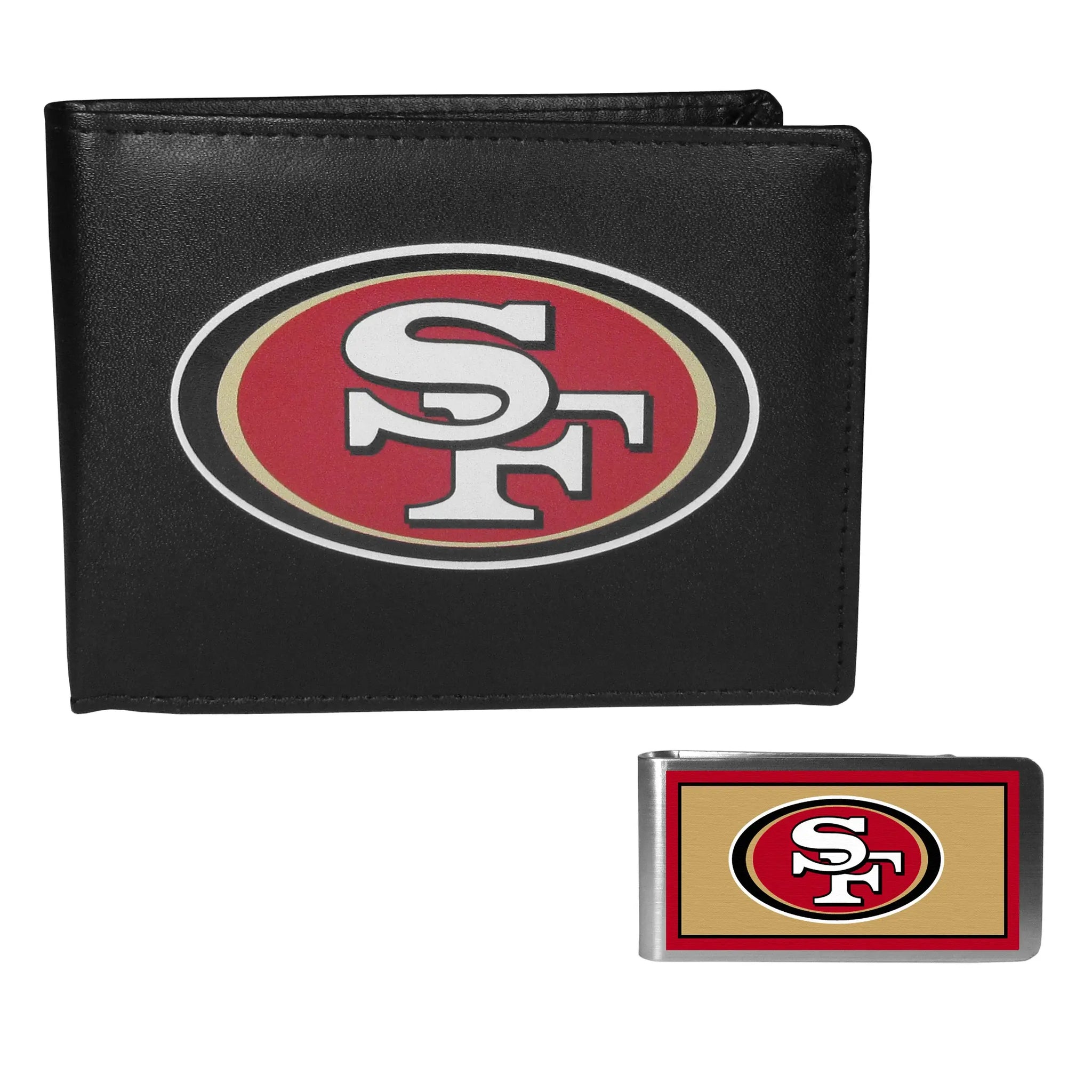 San Francisco 49ers Leather Bi-fold Wallet & Color Money Clip - San Francisco 49ers - Flyclothing LLC