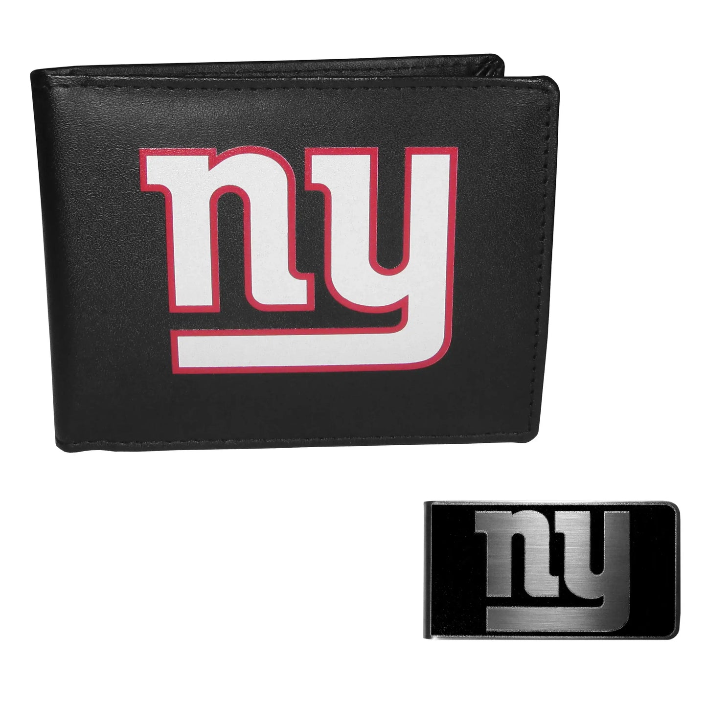 New York Giants Leather Bi-fold Wallet & Black Money Clip - New York Giants - Flyclothing LLC
