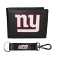 New York Giants Leather Bi-fold Wallet & Strap Key Chain - Siskiyou Buckle