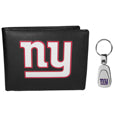 New York Giants Leather Bi-fold Wallet & Steel Key Chain