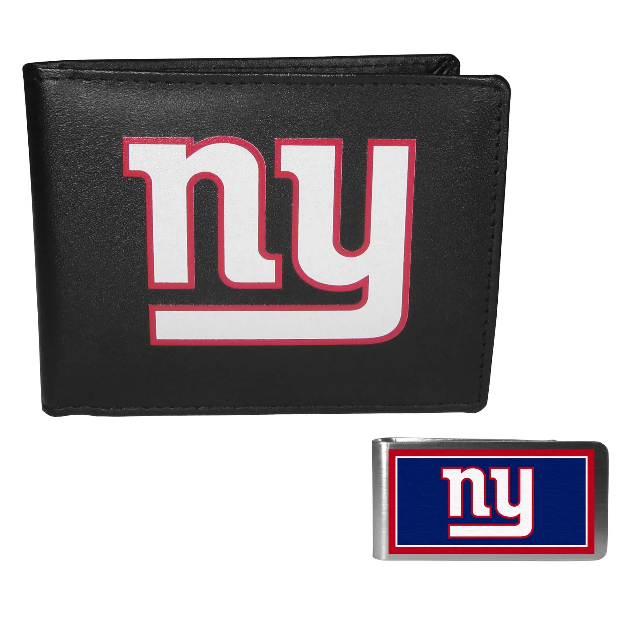 New York Giants Leather Bi-fold Wallet & Color Money Clip - New York Giants - Flyclothing LLC