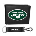New York Jets Leather Bi-fold Wallet & Strap Key Chain