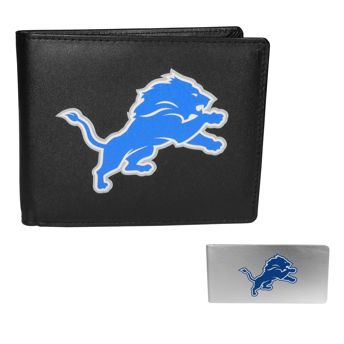 Detroit Lions Leather Bi-fold Wallet & Money Clip - Detroit Lions - Flyclothing LLC