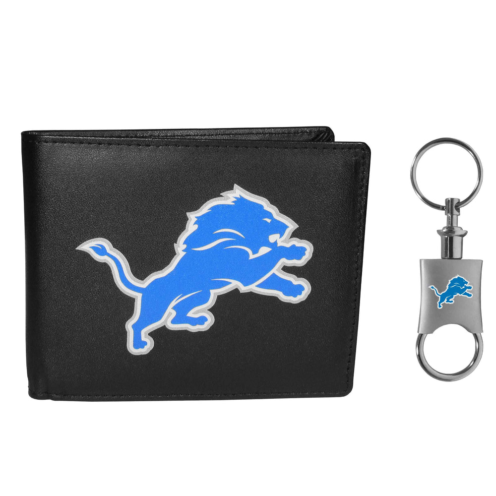 Detroit Lions Leather Bi-fold Wallet & Valet Key Chain - Detroit Lions - Flyclothing LLC