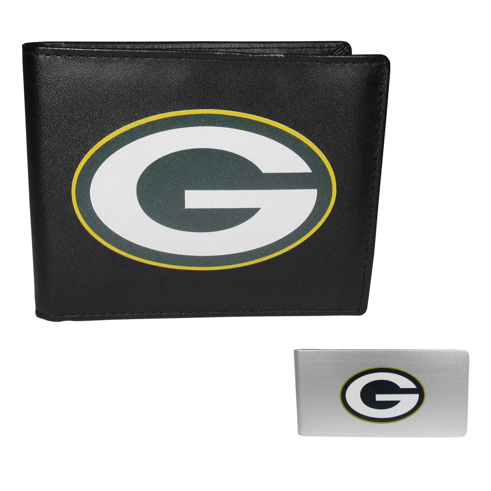 Green Bay Packers Leather Bi-fold Wallet & Money Clip - Green Bay Packers - Flyclothing LLC