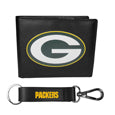 Green Bay Packers Leather Bi-fold Wallet & Strap Key Chain