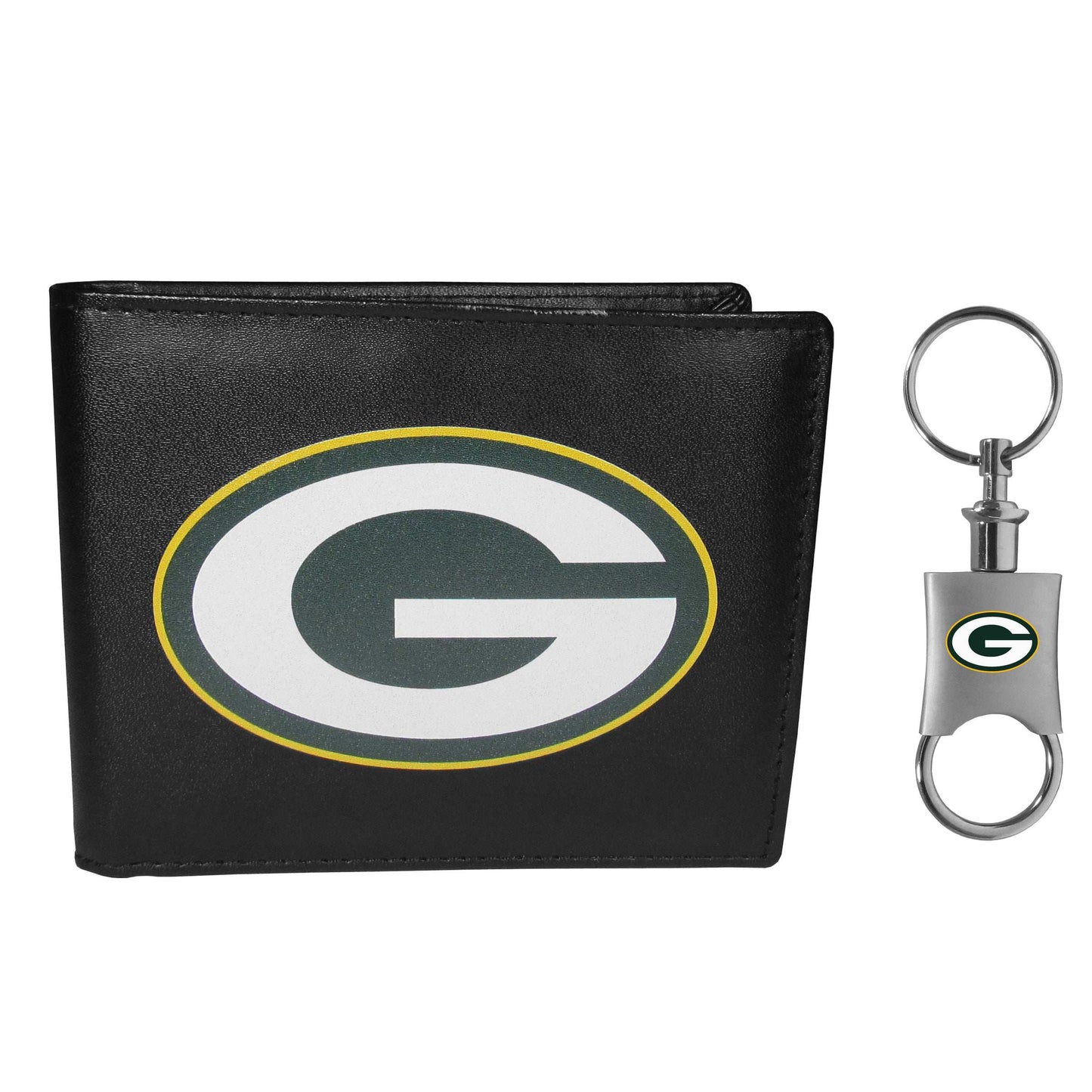 Green Bay Packers Leather Bi-fold Wallet & Valet Key Chain - Green Bay Packers - Flyclothing LLC