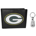 Green Bay Packers Leather Bi-fold Wallet & Steel Key Chain - Siskiyou Buckle
