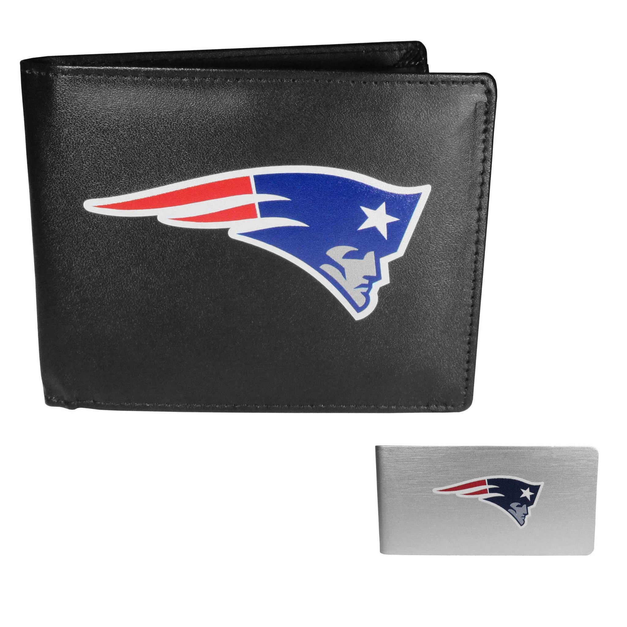 New England Patriots Leather Bi-fold Wallet & Money Clip - New England Patriots - Flyclothing LLC