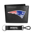 New England Patriots Leather Bi-fold Wallet & Strap Key Chain - Siskiyou Buckle
