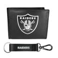 Las Vegas Raiders Leather Bi-fold Wallet & Strap Key Chain - Siskiyou Buckle