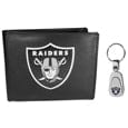 Las Vegas Raiders Leather Bi-fold Wallet & Steel Key Chain - Siskiyou Buckle