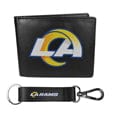 Los Angeles Rams Leather Bi-fold Wallet & Strap Key Chain - Siskiyou Buckle