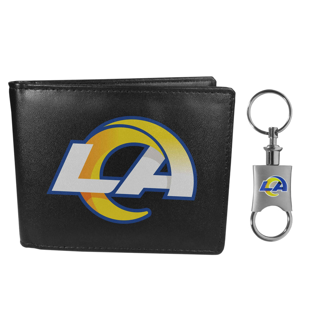 Los Angeles Rams Leather Bi-fold Wallet & Valet Key Chain - Los Angeles Rams - Flyclothing LLC