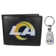 Los Angeles Rams Leather Bi-fold Wallet & Steel Key Chain - Siskiyou Buckle