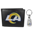 Los Angeles Rams Leather Bi-fold Wallet & Steel Key Chain - Siskiyou Buckle