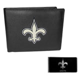 New Orleans Saints Leather Bi-fold Wallet & Black Money Clip - New Orleans Saints - Flyclothing LLC