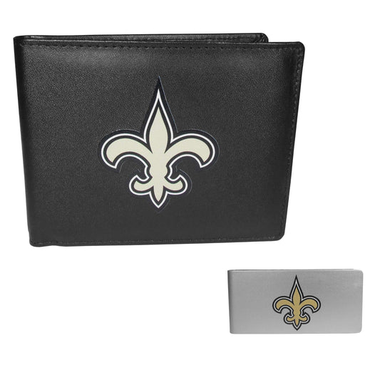 New Orleans Saints Leather Bi-fold Wallet & Money Clip - New Orleans Saints - Flyclothing LLC