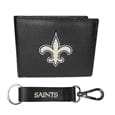 New Orleans Saints Leather Bi-fold Wallet & Strap Key Chain - Siskiyou Buckle - Flyclothing LLC