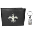 New Orleans Saints Leather Bi-fold Wallet & Steel Key Chain - Siskiyou Buckle