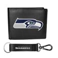 Seattle Seahawks Leather Bi-fold Wallet & Strap Key Chain - Siskiyou Buckle