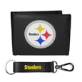 Pittsburgh Steelers Leather Bi-fold Wallet & Strap Key Chain