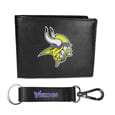 Minnesota Vikings Leather Bi-fold Wallet & Strap Key Chain - Siskiyou Buckle - Flyclothing LLC