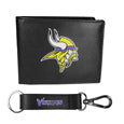 Minnesota Vikings Leather Bi-fold Wallet & Strap Key Chain