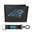 Carolina Panthers Leather Bi-fold Wallet & Strap Key Chain