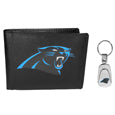 Carolina Panthers Leather Bi-fold Wallet & Steel Key Chain