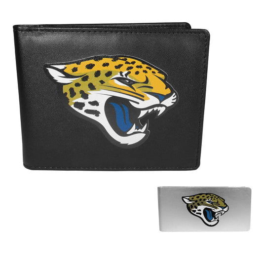 Jacksonville Jaguars Leather Bi-fold Wallet & Money Clip - Jacksonville Jaguars - Flyclothing LLC