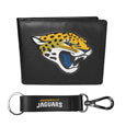 Jacksonville Jaguars Leather Bi-fold Wallet & Strap Key Chain