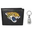 Jacksonville Jaguars Leather Bi-fold Wallet & Steel Key Chain - Siskiyou Buckle - Flyclothing LLC