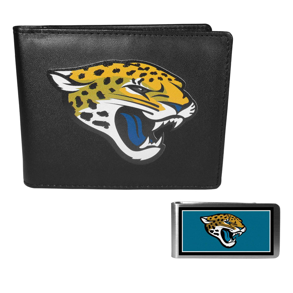 Jacksonville Jaguars Leather Bi-fold Wallet & Color Money Clip - Jacksonville Jaguars - Flyclothing LLC