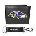 Baltimore Ravens Leather Bi-fold Wallet & Strap Key Chain - Siskiyou Buckle - Flyclothing LLC