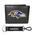 Baltimore Ravens Leather Bi-fold Wallet & Strap Key Chain