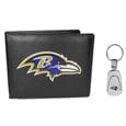 Baltimore Ravens Leather Bi-fold Wallet & Steel Key Chain - Siskiyou Buckle