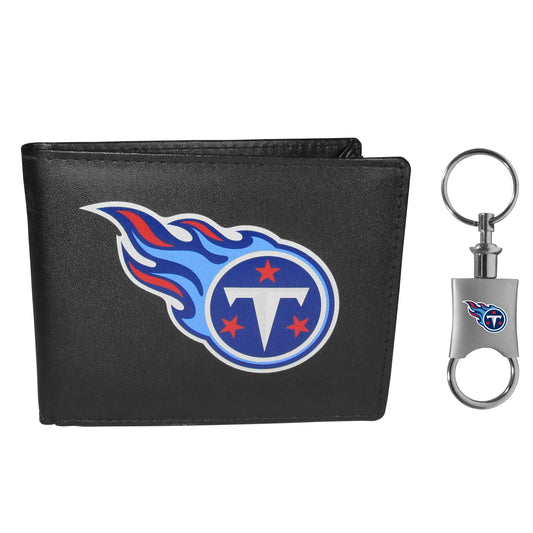 Tennessee Titans Leather Bi-fold Wallet & Valet Key Chain - Tennessee Titans - Flyclothing LLC