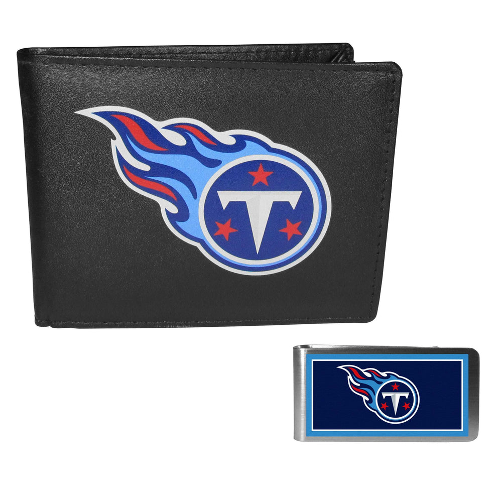 Tennessee Titans Leather Bi-fold Wallet & Color Money Clip - Tennessee Titans - Flyclothing LLC