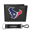 Houston Texans Leather Bi-fold Wallet & Strap Key Chain
