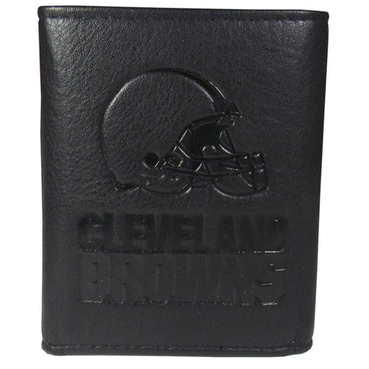 Cleveland Browns Embossed Leather Tri-fold Wallet - Cleveland Browns - Flyclothing LLC