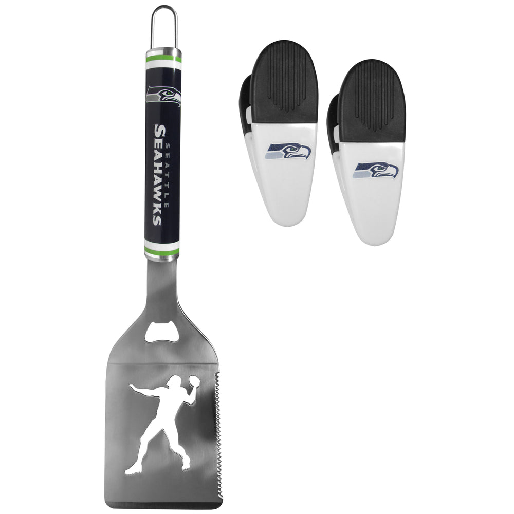 Seattle Seahawks Steel Logo Spatula w/Chip Clips